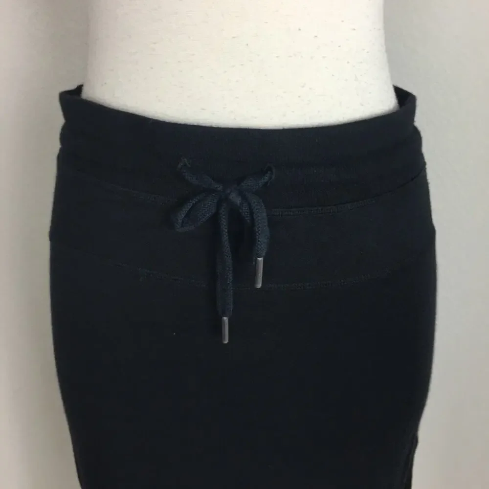 Athleta Black Knit Pull On Tie Waist  Straight Skirt XS